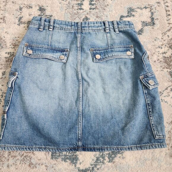 Free People We The Free Cargo Mini Skirt Women's 28 Blue Denim Avenue Utility - Picture 3 of 10